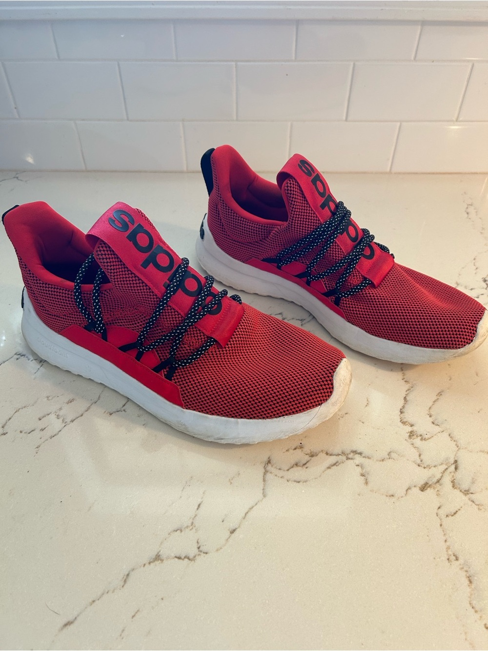 adidas Red Mesh Athletic Sneakers with Black Accents - Men's